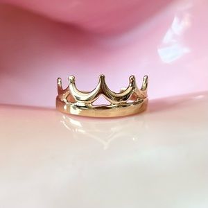Gold Plated Sterling Silver Crown Midi Ring Toe Ring